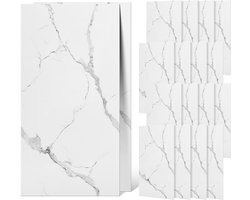 40 Stuks Zelfklevende Tegelfolie 30x60 cm - Waterdichte Spleback voor Keuken & Badkamer | Marmerlook Wanddecoratie,Wit