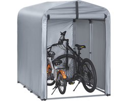 SoBuy Fietsenstalling voor buiten, waterdichte, outdoor fietsenstalling, tuinhuisje voor fietsen, motoren en gereedschap, zilver, 120x176x163 cm, KLS11-K