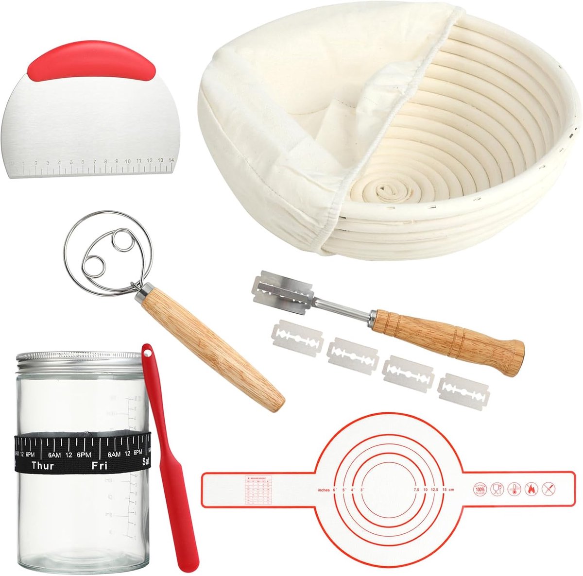 Zuurdesem Brood Starterset met 8 Accessoires voor Thuis Bakken