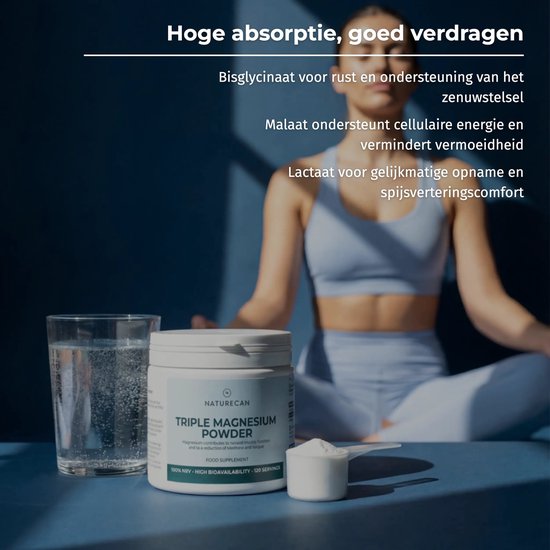 Naturecan Triple Magnesium - Magnesium Capsules - Bisglycinaat, Malaat & Lactaat - Hoge Biologische Beschikbaarheid - Vegan - 90 Stuks