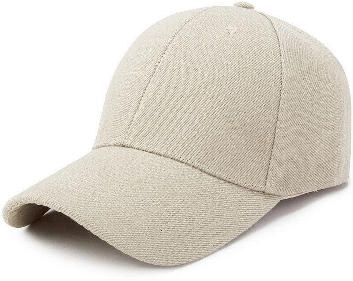 Klassieke Baseball Cap Effen Zonnehoed voor Heren en Dames - Licht Beige - One Size