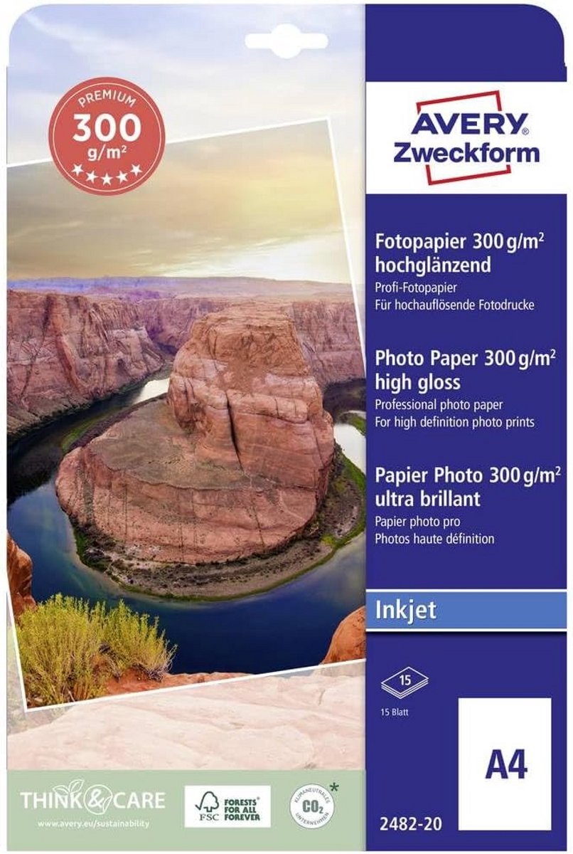 Premium Inkjet Fotopapier A4 - Hoogglanzend, 300 g/m², 20 vellen