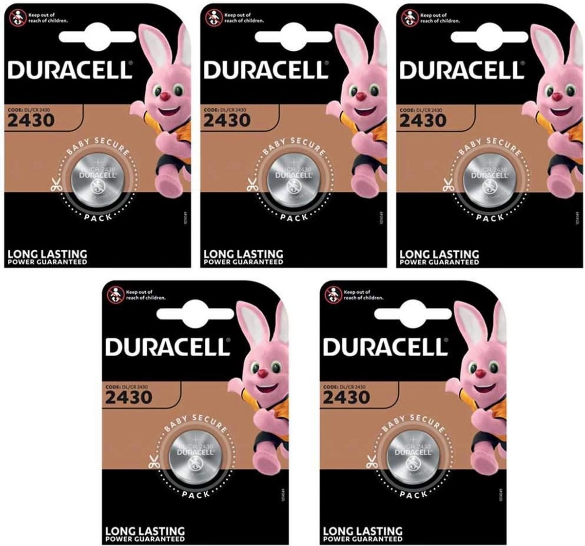 5-delige set knoopcellen lithium batterij CR2430