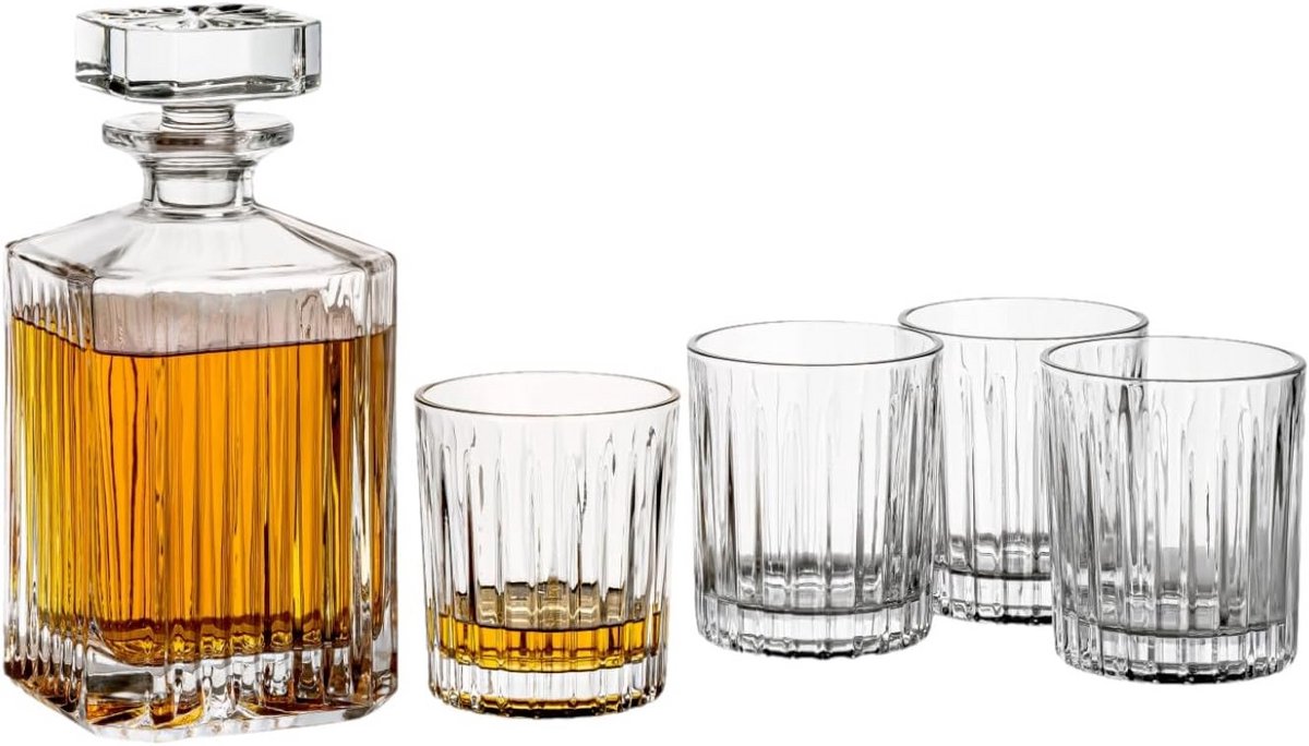 Whiskykaraf set met 4 glazen - Luxe cadeauset voor whiskyliefhebbers