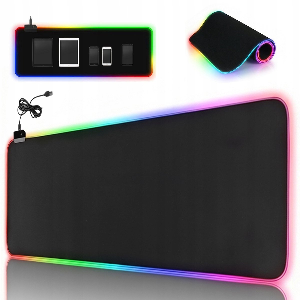 RGB Muismat - Groot Verlichte Muismat - 800x300x4mm - Zwart - 14 Verlichtingsstanden & Waterdicht - Waterdicht | Soepel en Nauwkeurig - Geschikt voor gamen en kantoorwerk