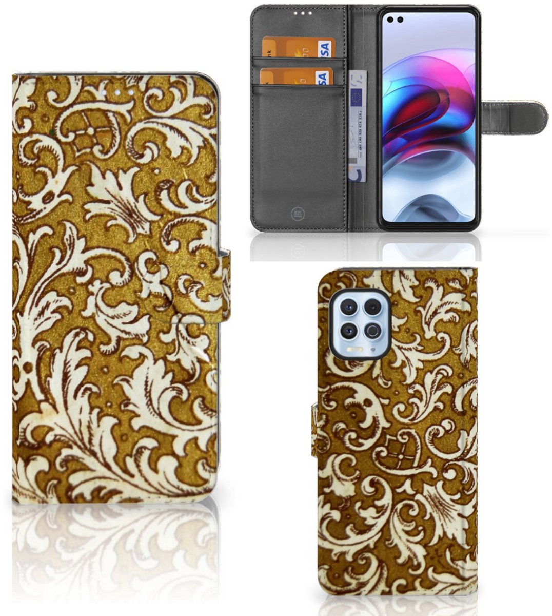 Wallet Case Motorola Moto G100 Barok Goud