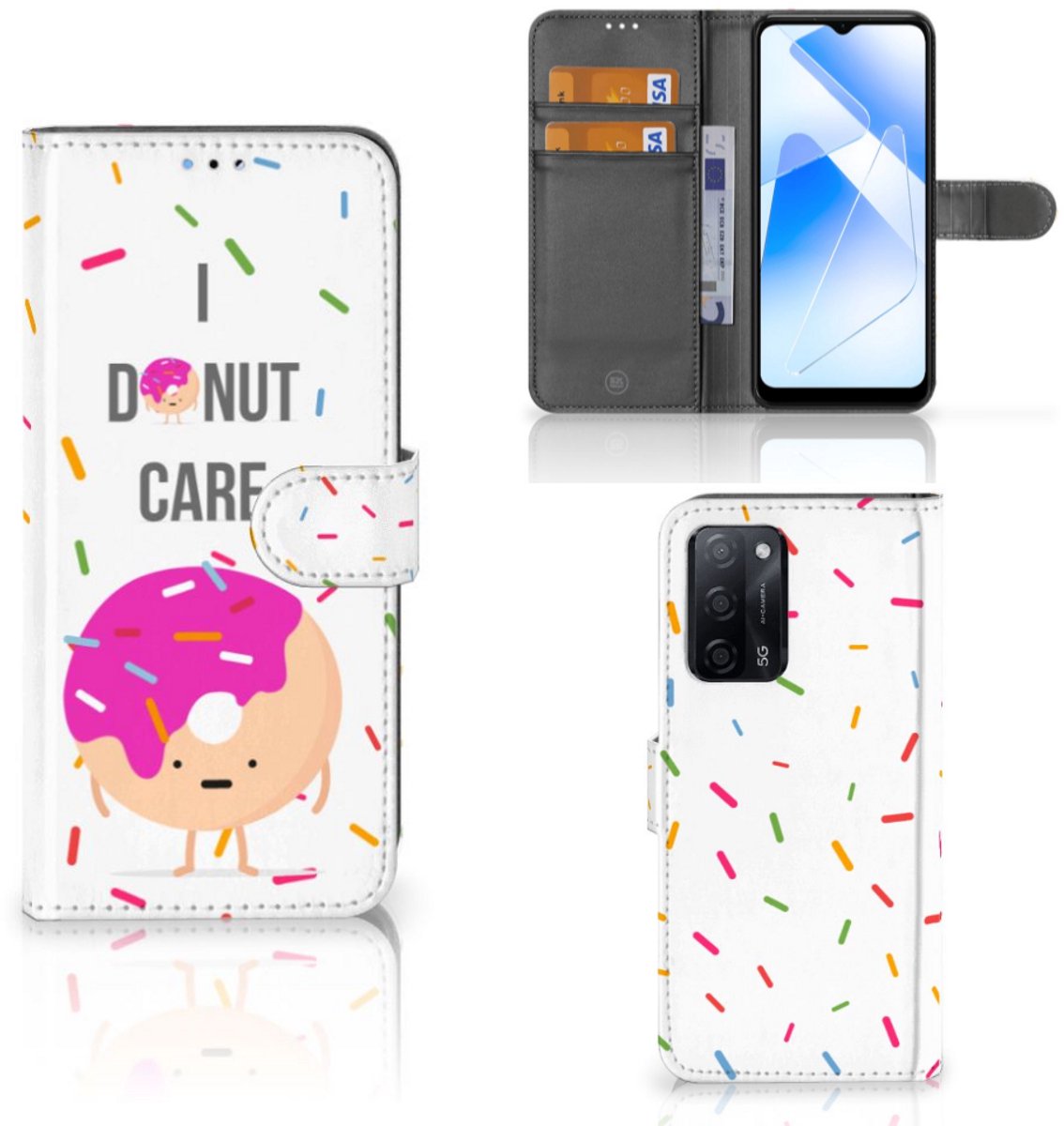 OPPO A16/A16s/A54s Book Cover Donut Roze