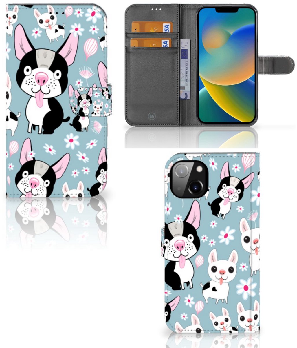 iPhone 14 Plus Telefoonhoesje met Pasjes Hondjes