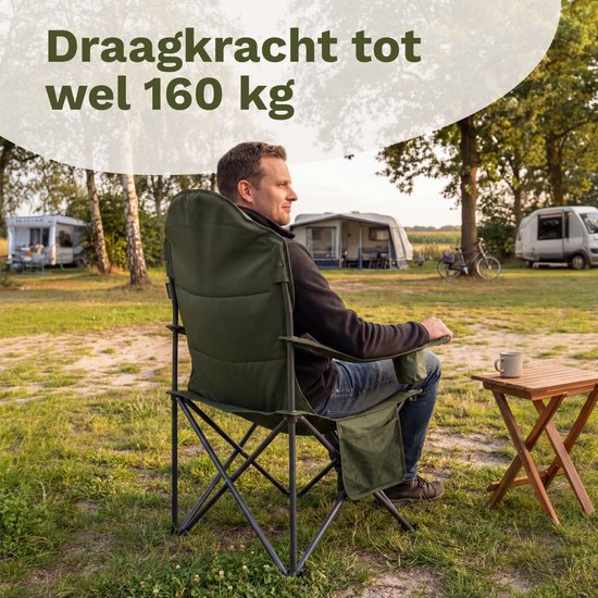 TRVLMORE Campingstoelen XXL - Opvouwbaar - 2-Pack - 160KG Draagvermogen - Incl. Draagtas - Klapstoel - Visstoel - Kampeerstoel - Vouwstoel - Groen — afbeelding 3