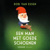 Boek "Een man met goede schoenen" met een tekening van een kabouter met een kruiwagen op gras.