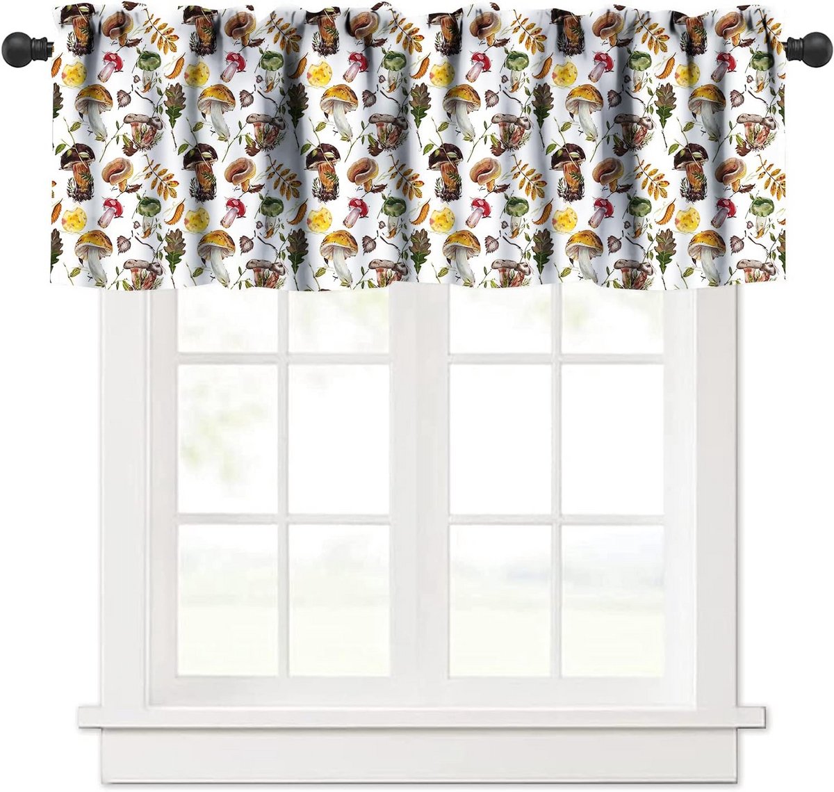 Vintage Geïsoleerde Paddestoel Keuken Gordijn Valance voor Woonkamer, Keuken en Slaapkamer
