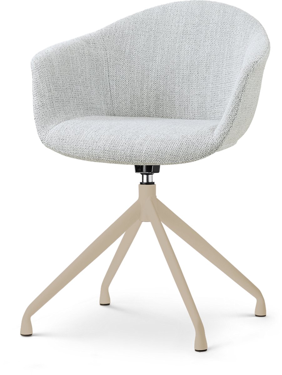 Nolon Nola-Otis Draaibare Eetkamerstoel Grijs Melange - Beige Onderstel - Modern - Armleuning - Stoffen