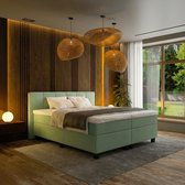 Mörgenn Boxspring Madrid - Pocketvering - 6-Baans Hoofdbord - Groen - 200x220 cm - Inclusief Dekbed en Kussens