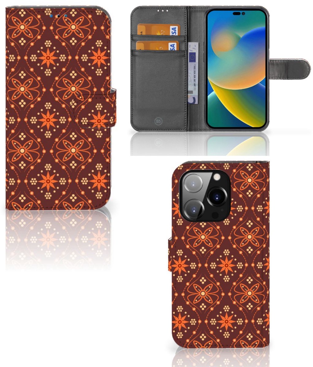 iPhone 14 Pro Telefoon Hoesje Batik Brown
