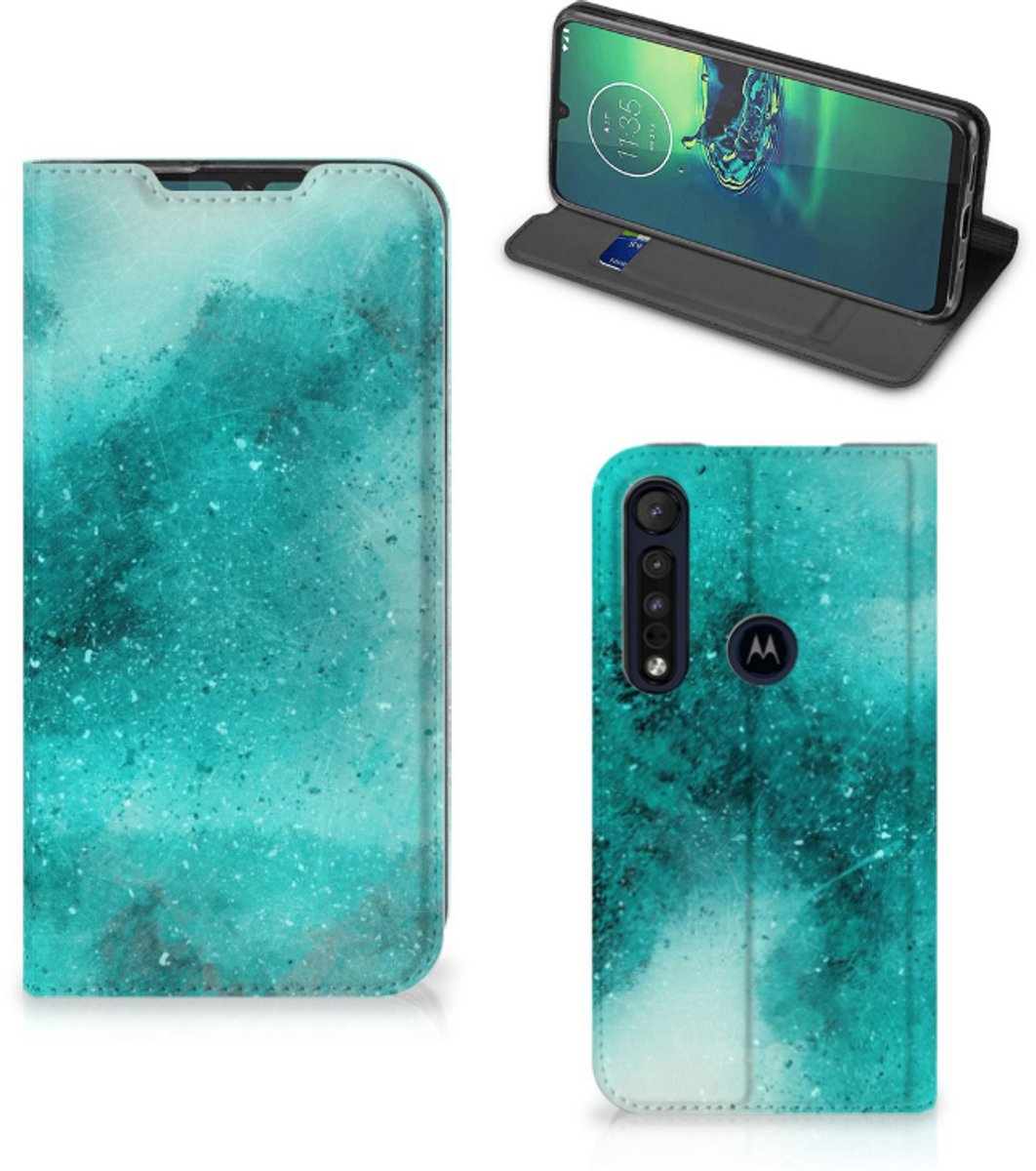Bookcase Motorola G8 Plus Painting Blue
