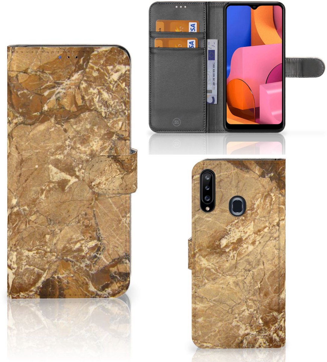 Samsung Galaxy A20s Bookcase Marmer Creme