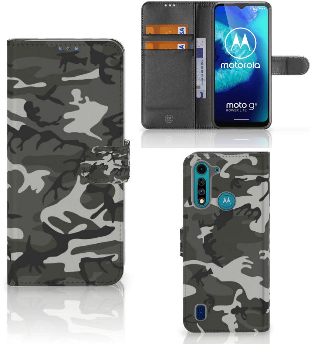 Motorola G8 Power Lite Telefoon Hoesje Army Light