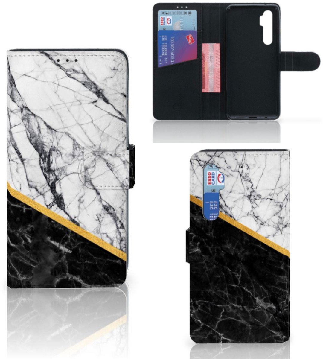Xiaomi Mi Note 10 Lite Bookcase Marmer Wit Zwart - Origineel Cadeau Man