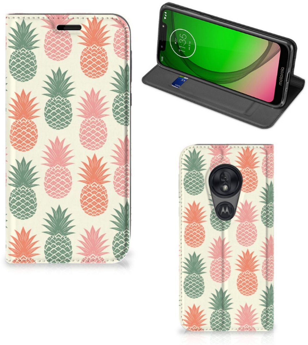 Motorola Moto G7 Play Flip Style Cover Ananas