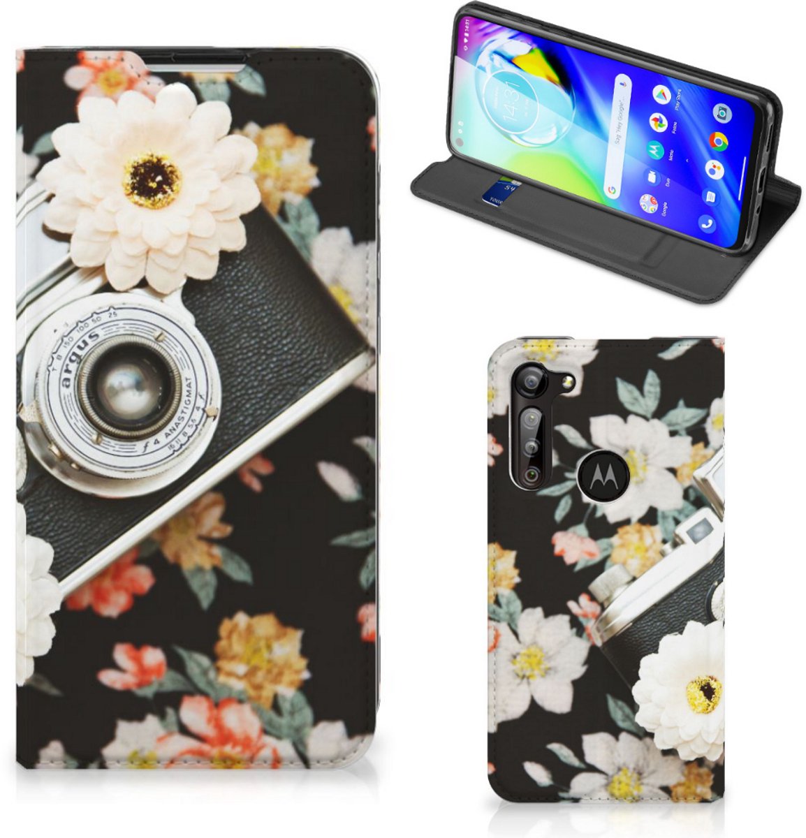 Motorola Moto G8 Power Stand Case Vintage Camera