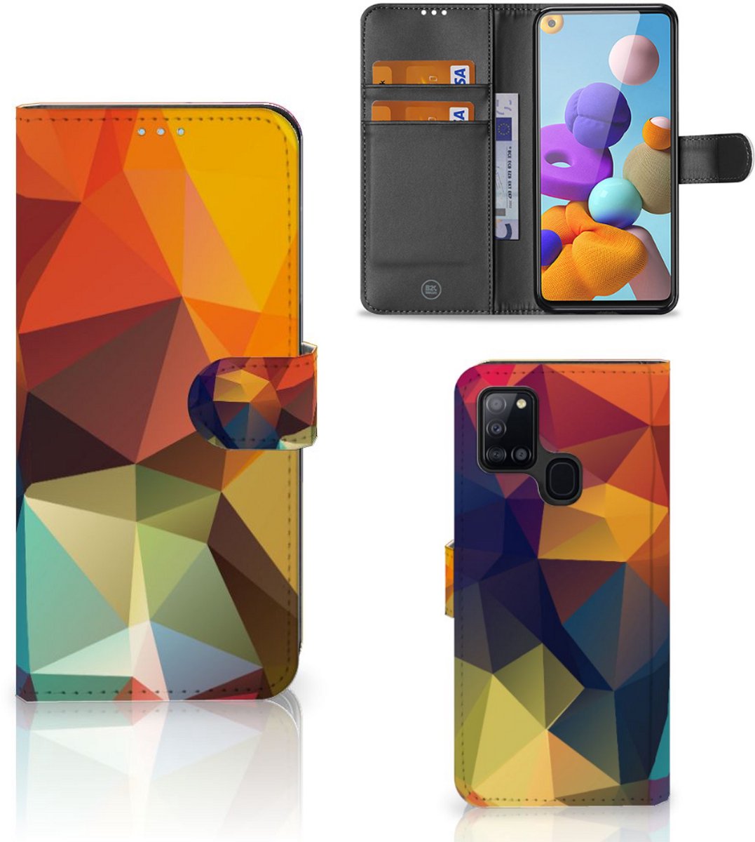 Samsung Galaxy A21s Book Case Polygon Color