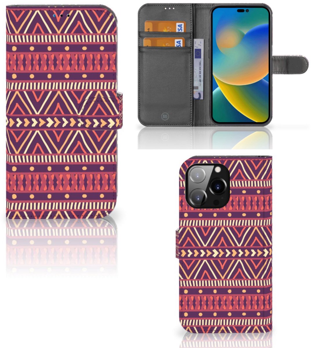 iPhone 14 Pro Max Telefoon Hoesje Aztec Paars