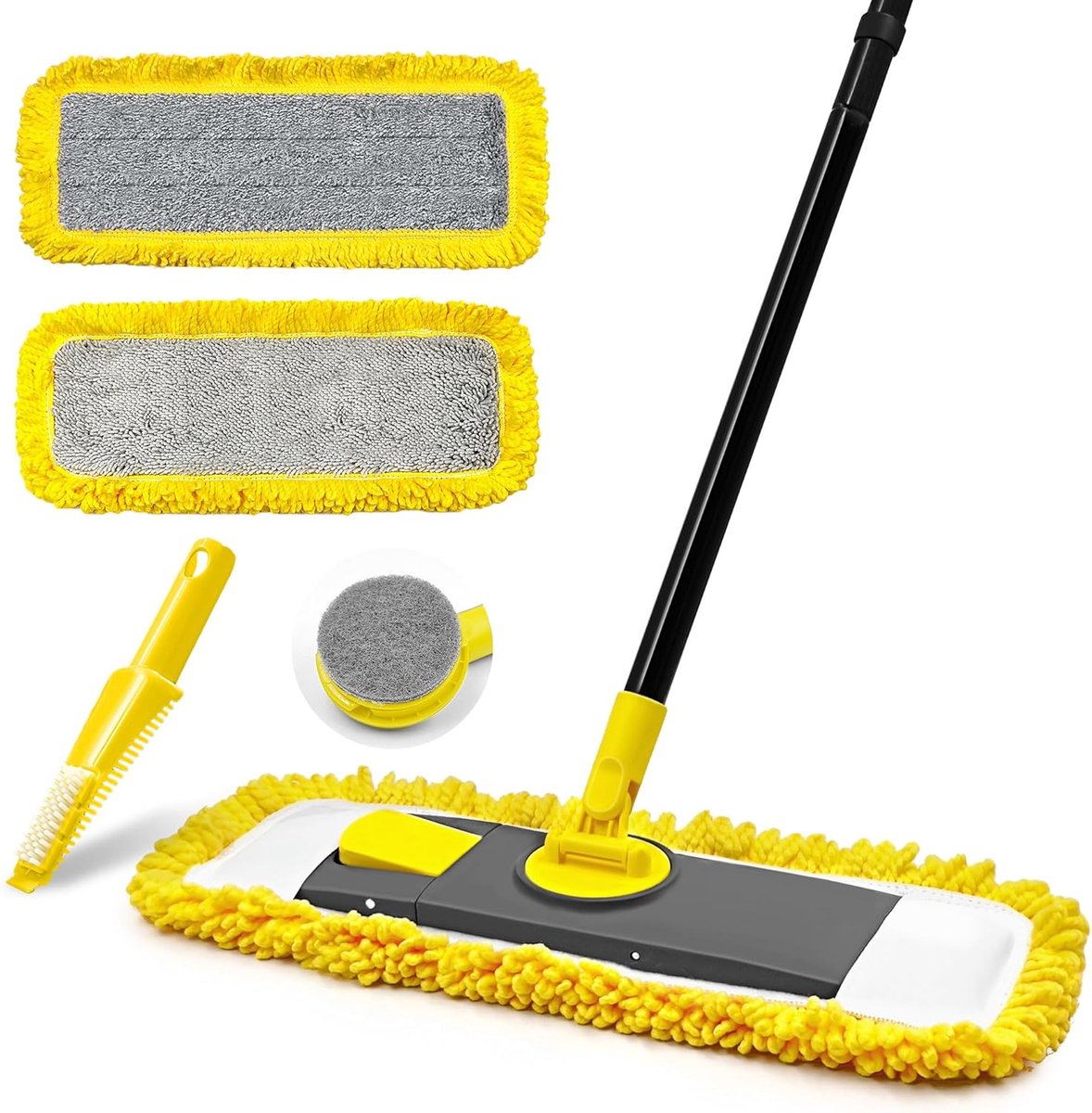 Dweil voor Vloerreiniging met 2 Wasbare Microvezel Pads