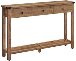 Delightness Consolettafel - Bijzettafel - Sidetable - Dressoir - Banktafel - 3 Lades - 1 Plank - Landelijk -120×24×76cm - Bruin