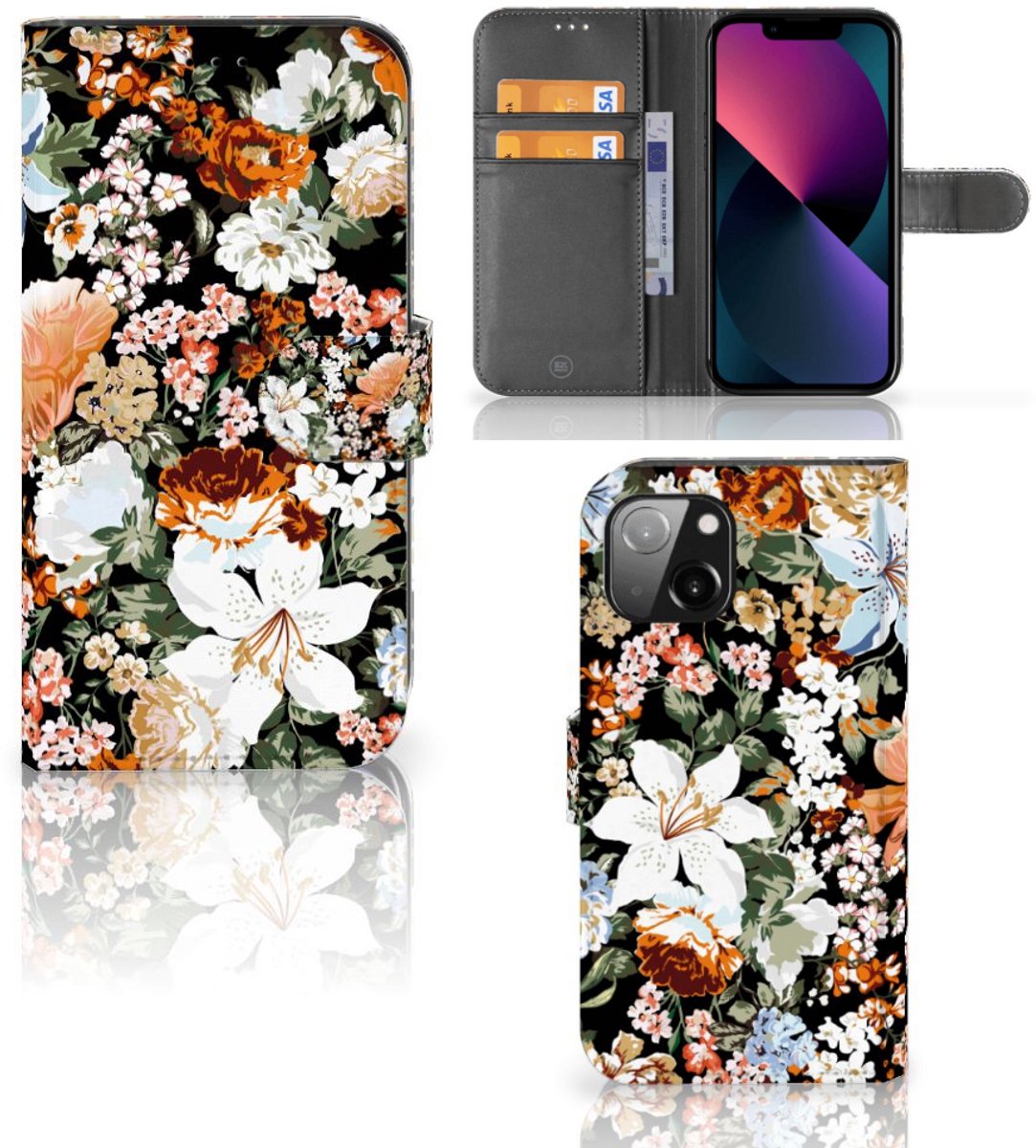 Hoesje voor Apple iPhone 13 Dark Flowers