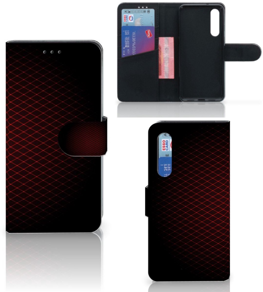Book Case voor Xiaomi Mi 9 SE Telefoon Hoesje Geruit Rood