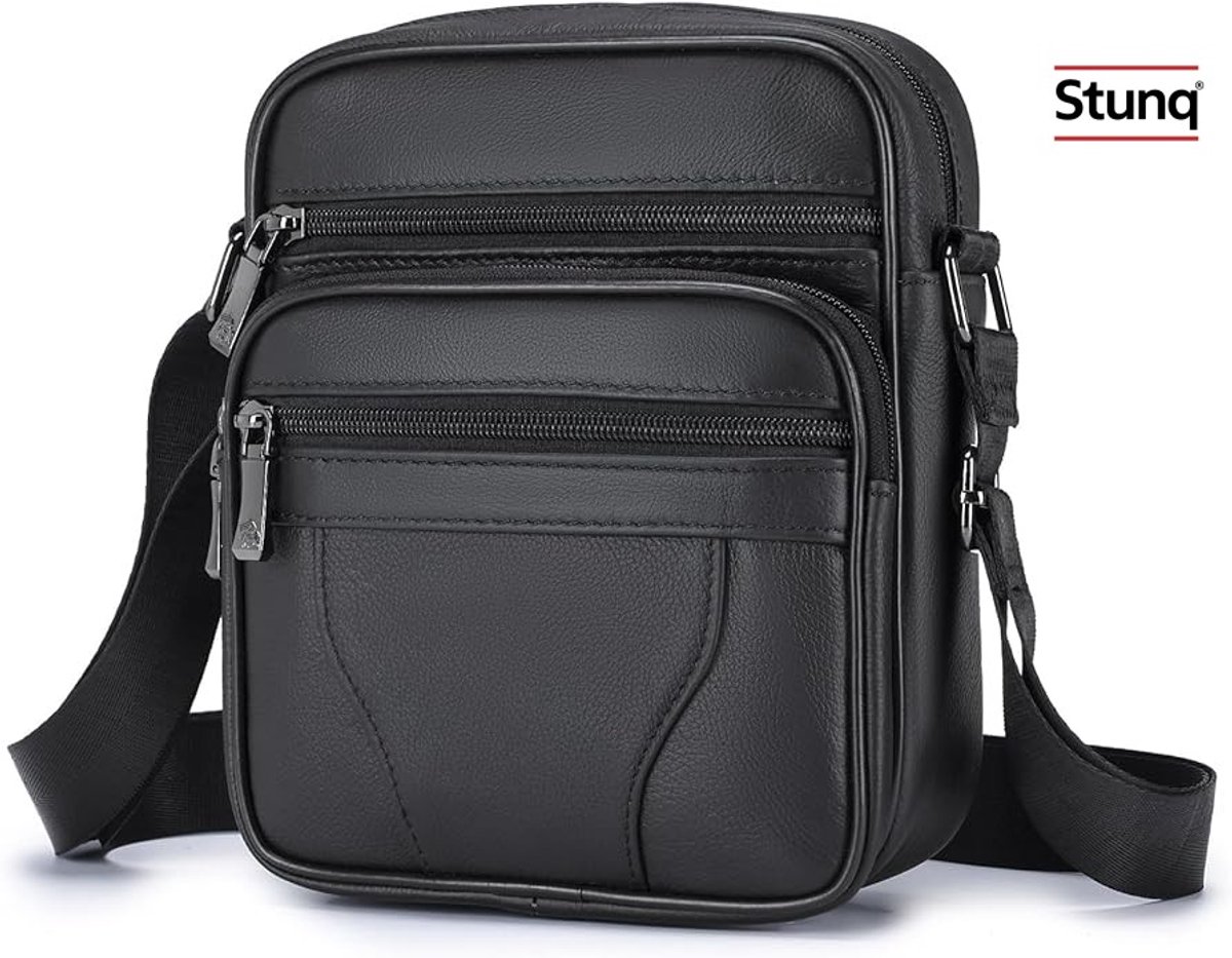 Vintage leren schoudertas met overslag - Unisex messenger bag
