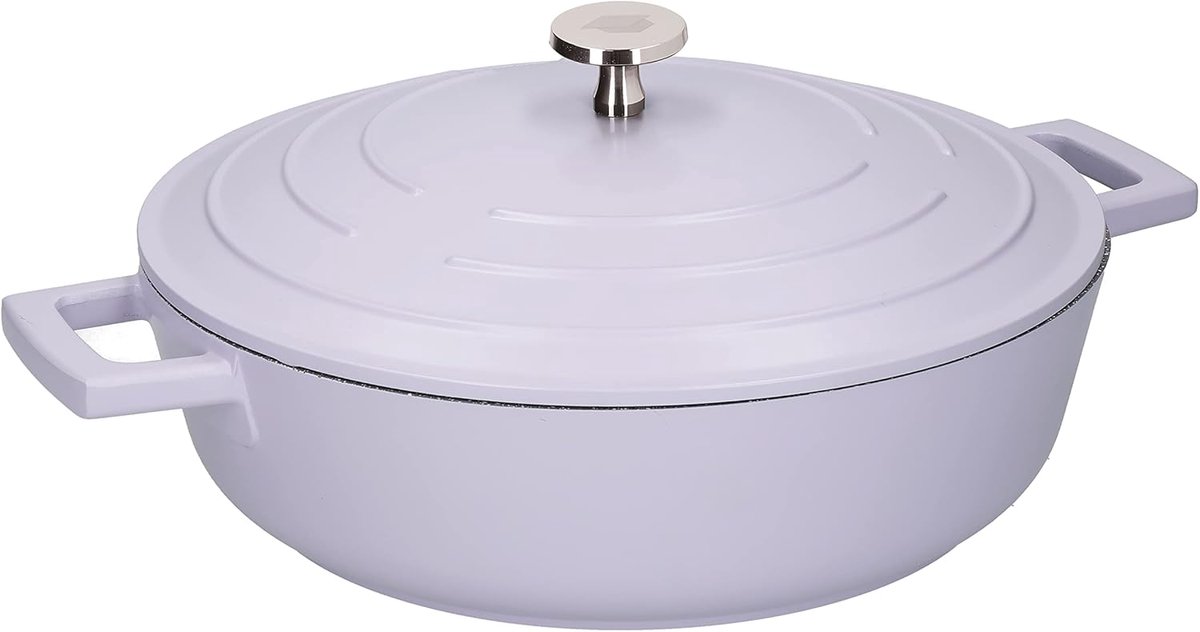 Lichtgewicht Ondiepe Braadpan met Deksel - 4L, Inductie en Ovenbestendig