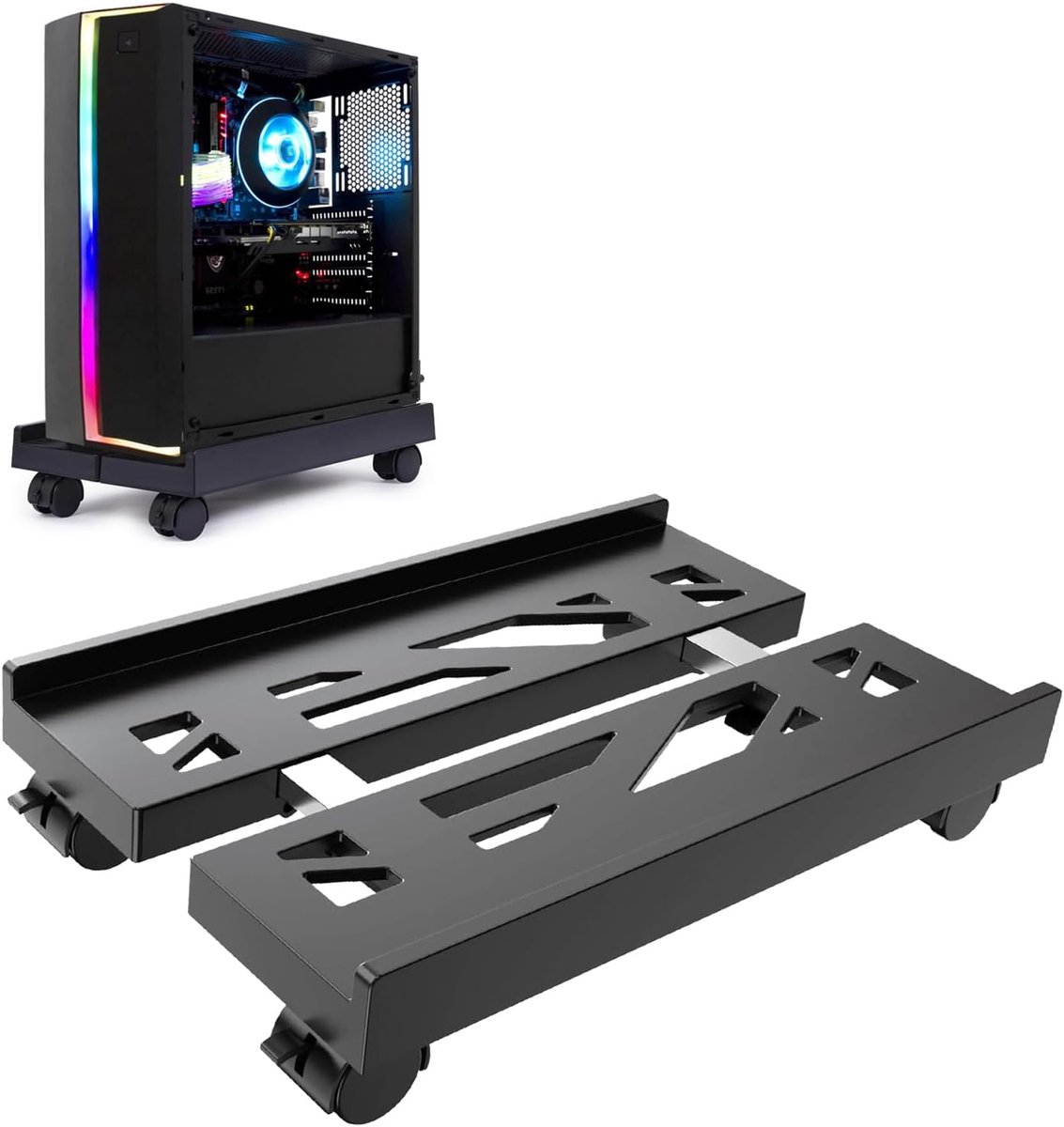 Verstelbare PC Standaard met Wielen voor Onder Bureau