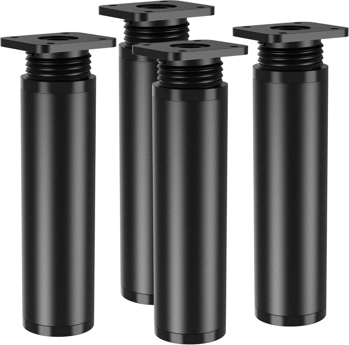 Verstelbare Meubelpoten Set van 4 - Aluminium en PVC, Zwart, 10-12 cm, Tot 100 kg