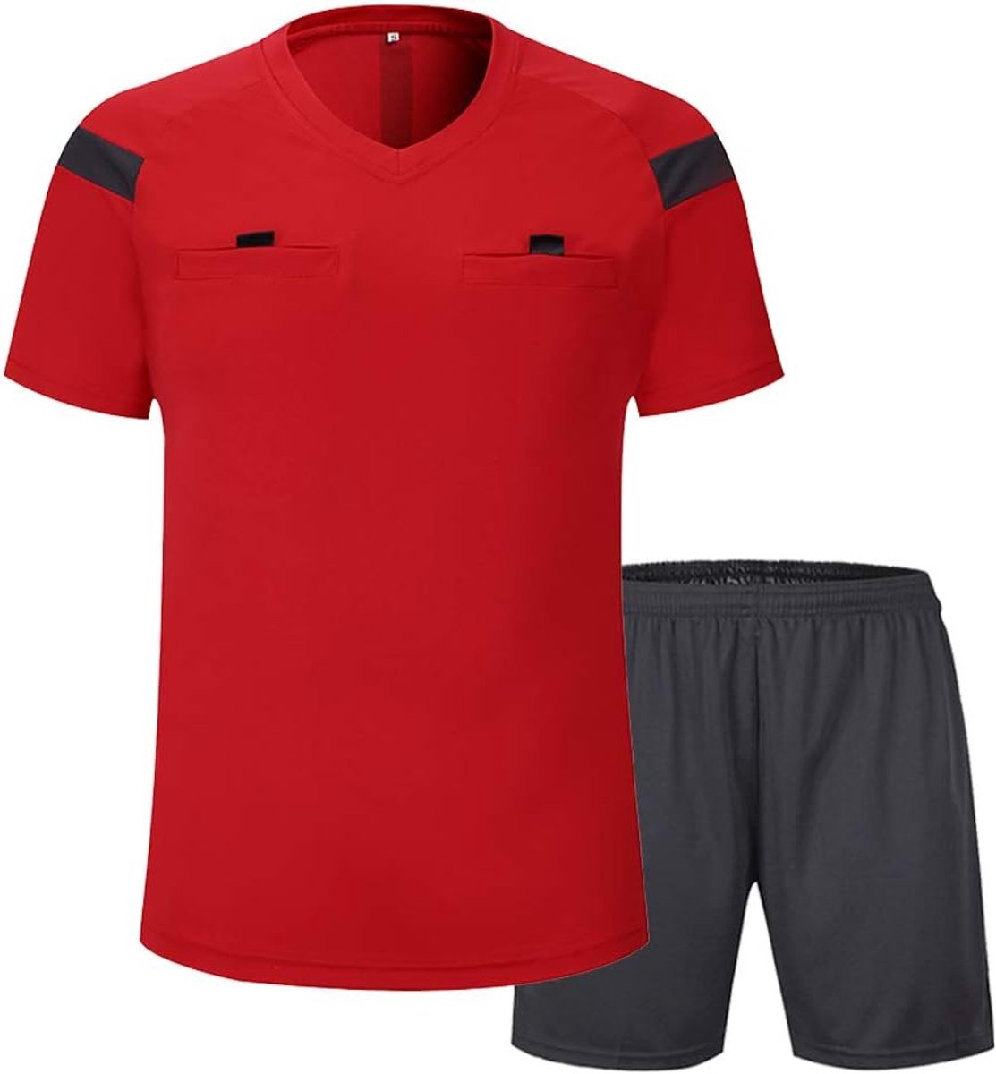 Heren korte mouwen scheidsrechtertrui voor voetbal - Rood - XL