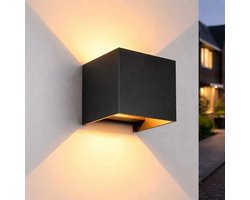 Luminize buitenlamp met schemersensor - wandlamp met dag en nacht sensor - 12x12x12cm - 2700k - 12w - zwart - LED