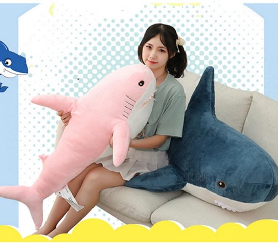 Gigantische 90 cm haai knuffel - Zacht pluche kussen voor kinderen, ideaal als slaap- of rugkussen — afbeelding 3