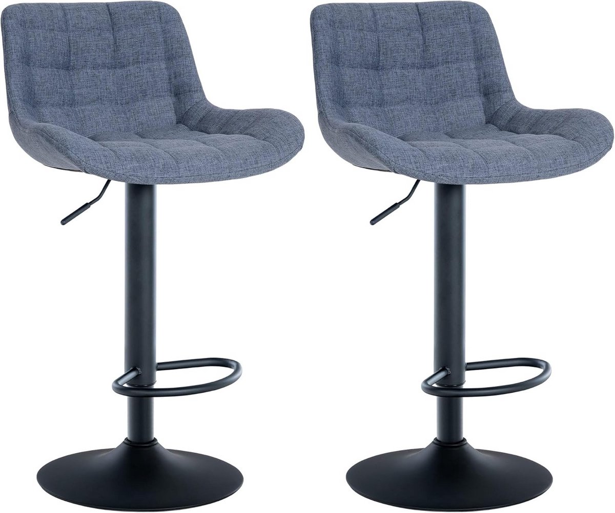 Set van 2 Verstelbare Barkrukken met Rugleuning - Stof - Blauw
