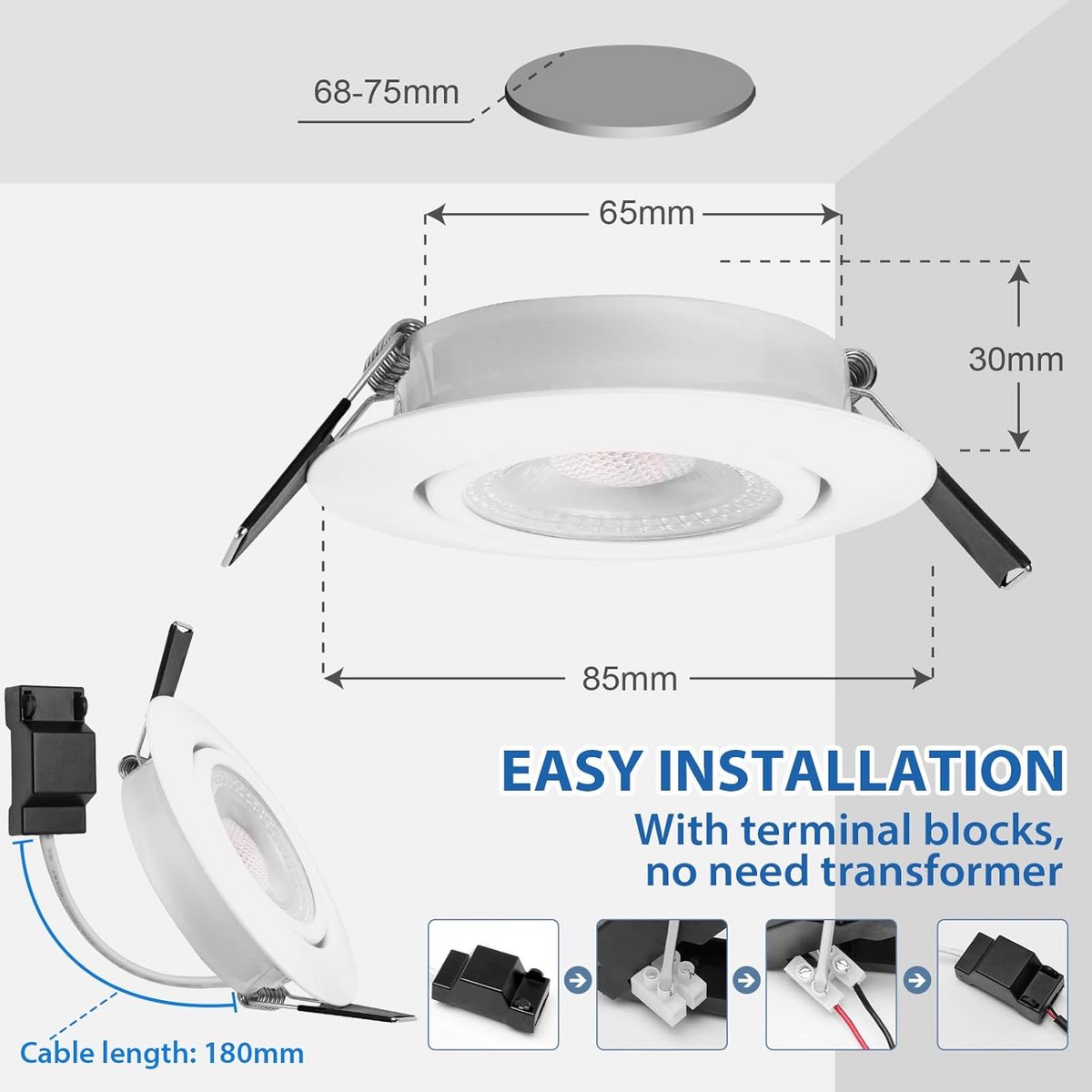 Dimbare LED Inbouwspot 230V - 6x Neutraal Wit 4000K