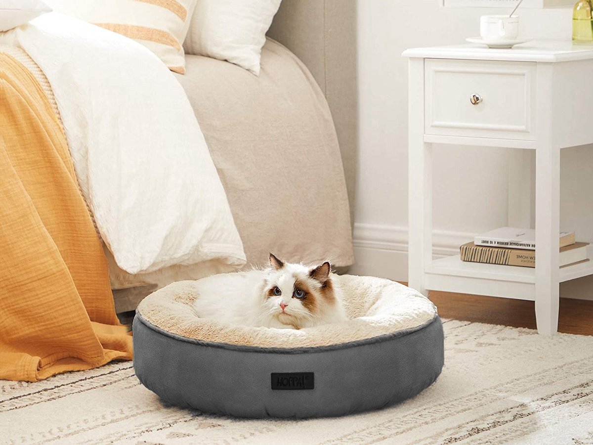 Hoppa! Hondenmand - Hondenbed - Kattenmand - Kattenbed - Afneembare hoes - Honden / Katten Donut - Ø 50 cm - Antraciet – foto 5