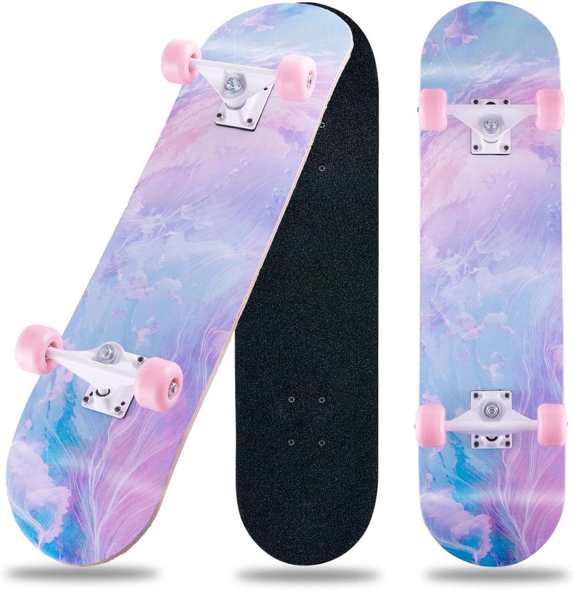 Compleet Skateboard voor Beginners en Gevorderden 8-laags Esdoornhout Double Kick Deck ABEC-11 Kogellagers