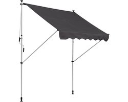 REDOM - Klemzonnescherm - In Hoogte Verstelbaar - Voor Balkon En Terras - Aluminium - Grijs - 200 x 150 cm