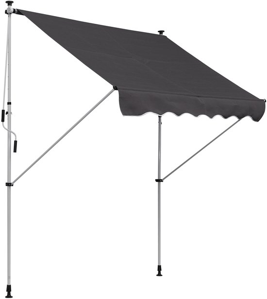 REDOM Klemzonnescherm Zonder Boren (200x150 cm) - Balkonscherm met 0-90° Kantelhoek - In Hoogte Verstelbaar - Grijs