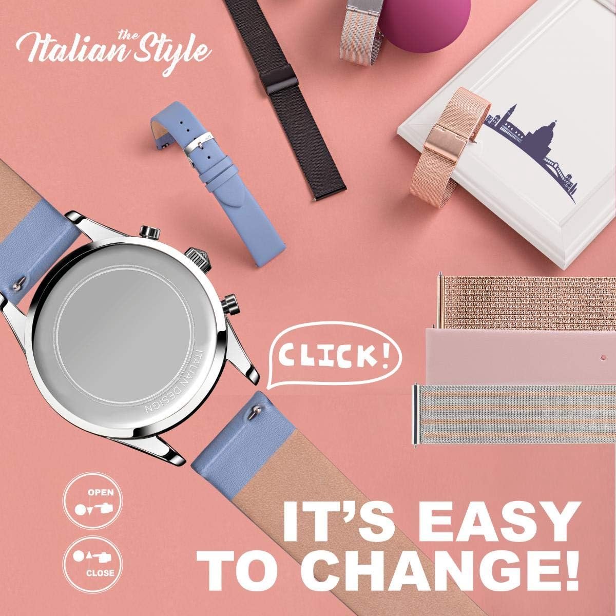 Unisex Horlogeband Leer Bruin - Easy Click Snelwisselsysteem - Kalfsleder 14mm