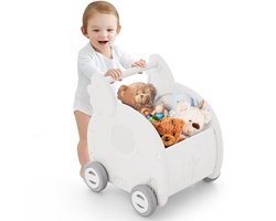 COSTWAY Baby loophulp om te leren lopen, loopwagen met opbergruimte en wielen en handvat, loopwagen om te duwen en te trekken, schuifspeelgoed vanaf 1 jaar, beige