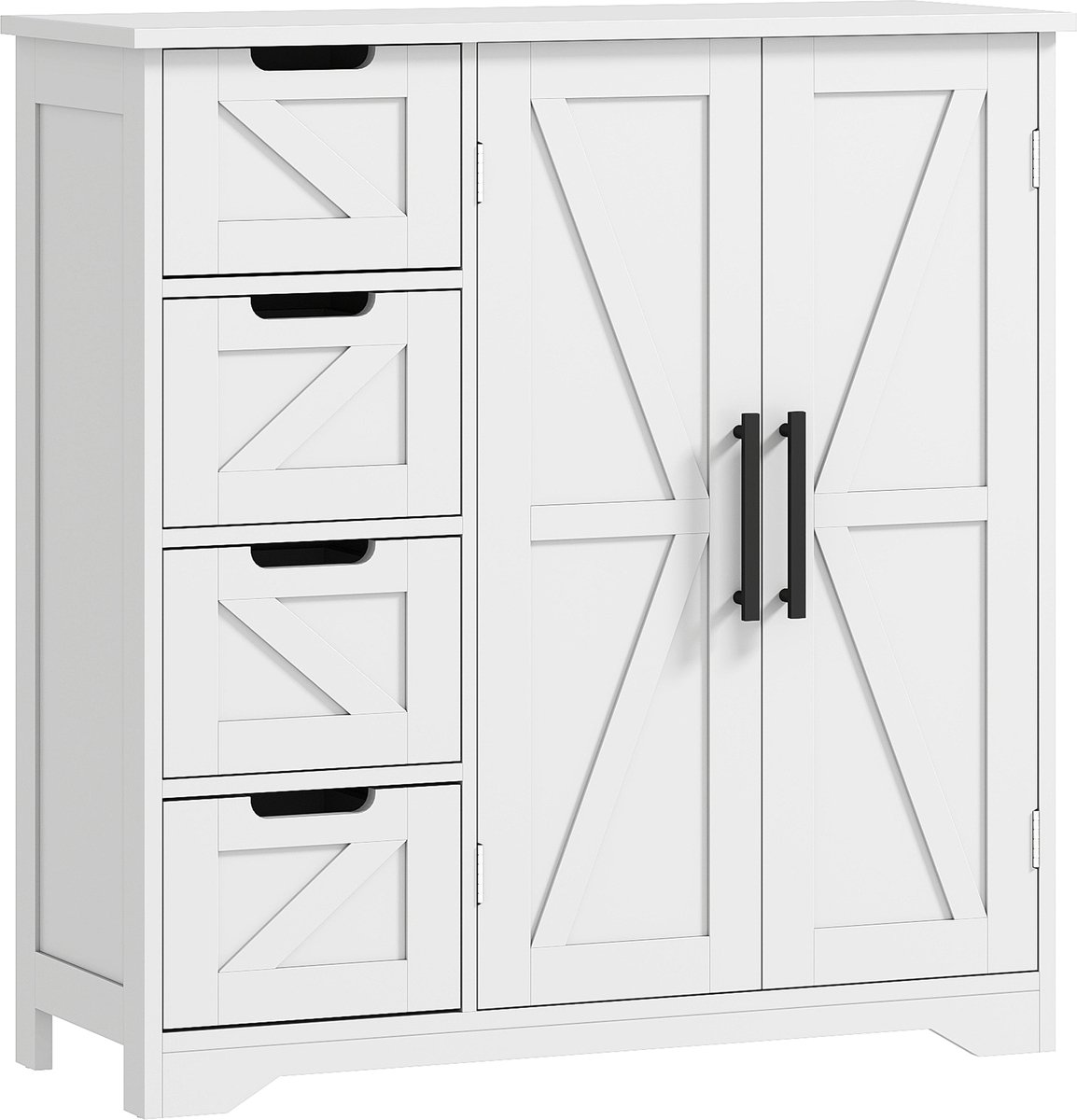 HOMCOM Badkamerkastje - MDF - 81,2 x 30 x 83,8 cm - Wit