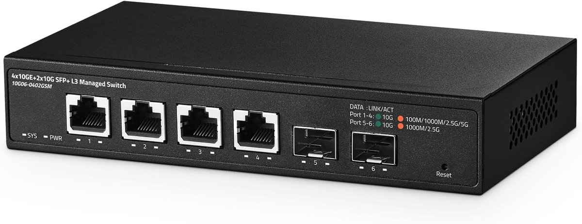 Beheerde Netwerkswitch 6 Poorten 10 Gigabit RJ45 Ethernet met 120Gbps Bandbreedte