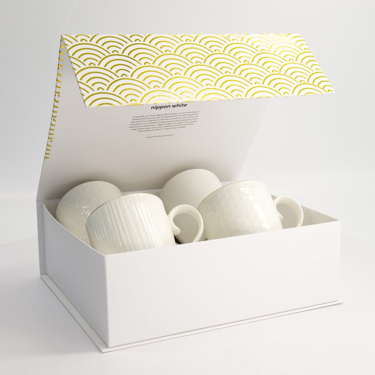 TOKYO DESIGN STUDIO - NIPPON WHITE GOLD RIM MUG W/GIFTBOX 4PCS 8.5X10.2CM 380ML