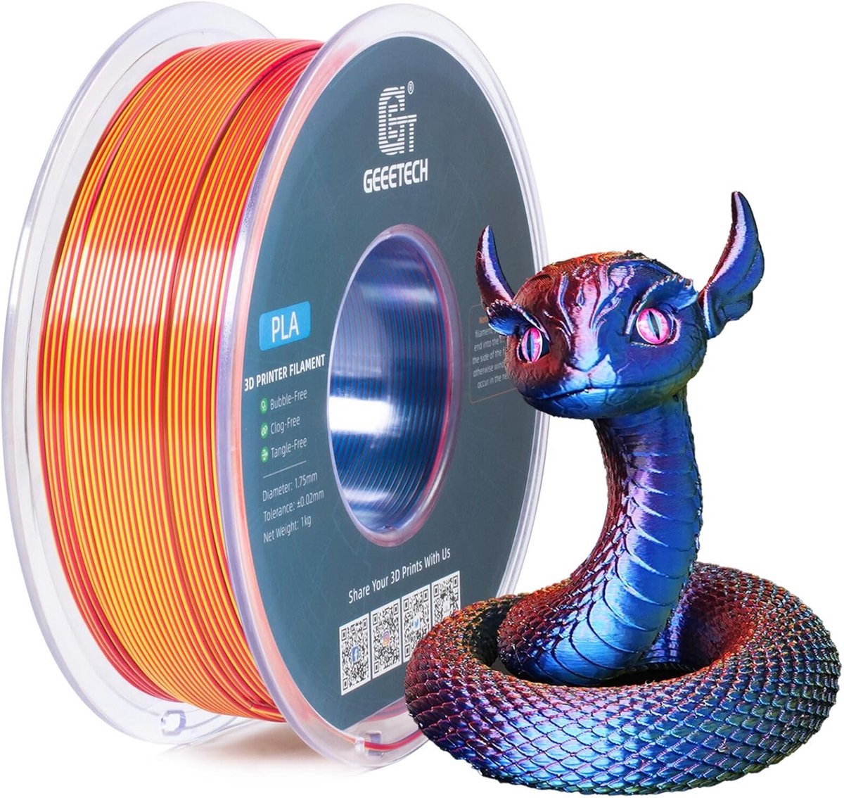 Silk Dual Color Filament 1,75 mm voor 3D-printers - Goud & Koper