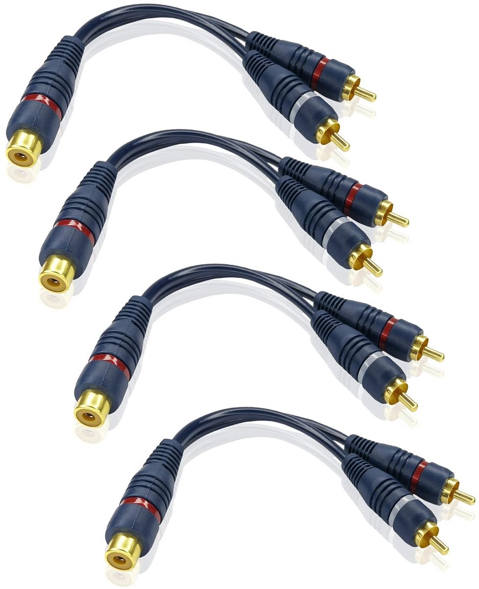 15 cm RCA vrouwelijke naar dubbele RCA mannelijke audiokabels - 4 stuks